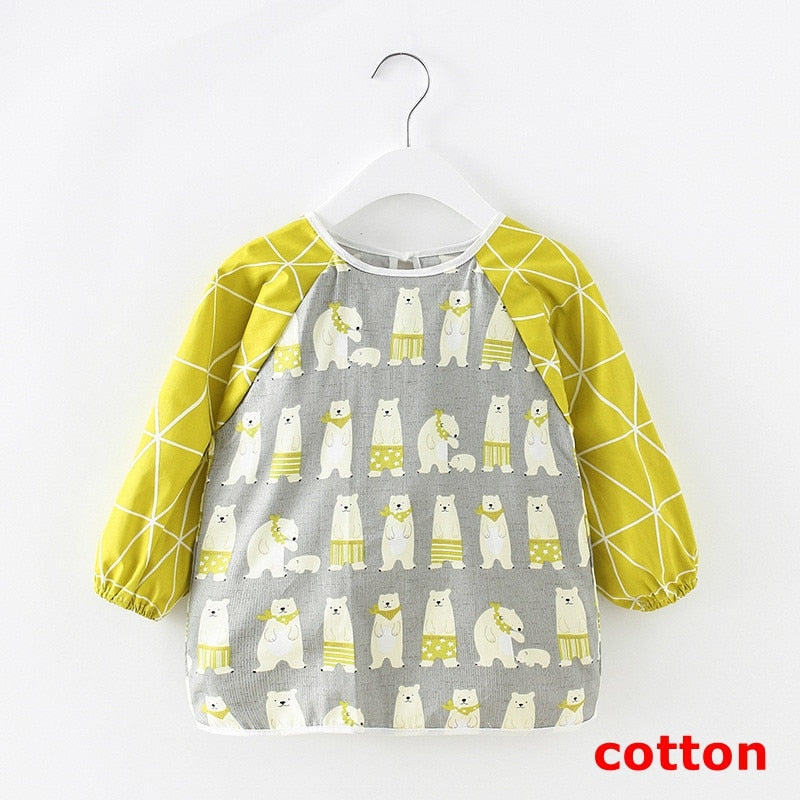 Baby Items Baby Bibs Cotton Waterproof Infant Bib Full Sleeve Gown Children Long Sleeve Apron Coverall Feeding Drawing Bibs