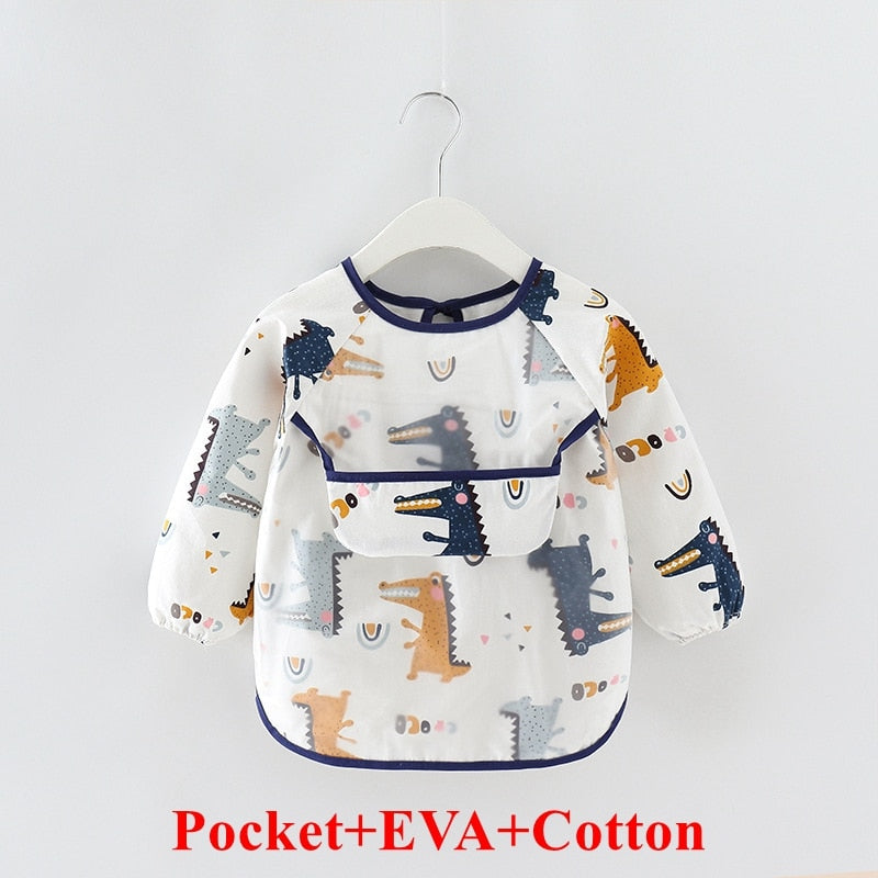 Baby Items Baby Bibs Cotton Waterproof Infant Bib Full Sleeve Gown Children Long Sleeve Apron Coverall Feeding Drawing Bibs