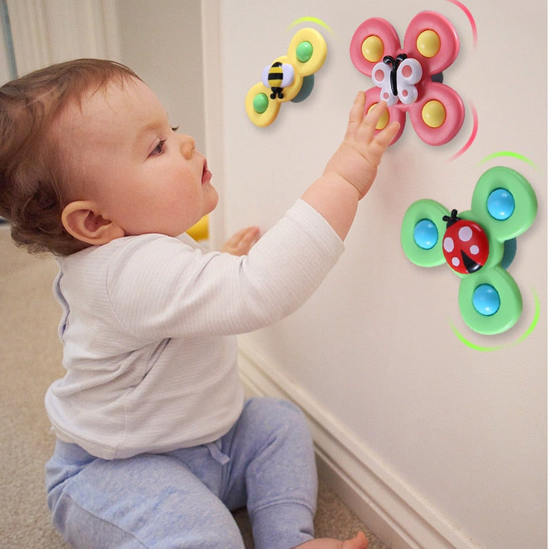 1pcs Baby Cartoon Fidget Spinner Toys Colorful Insect Gyro Educational Toy Kids Fingertip Rattle Bath Toys for Boys Girls Gift