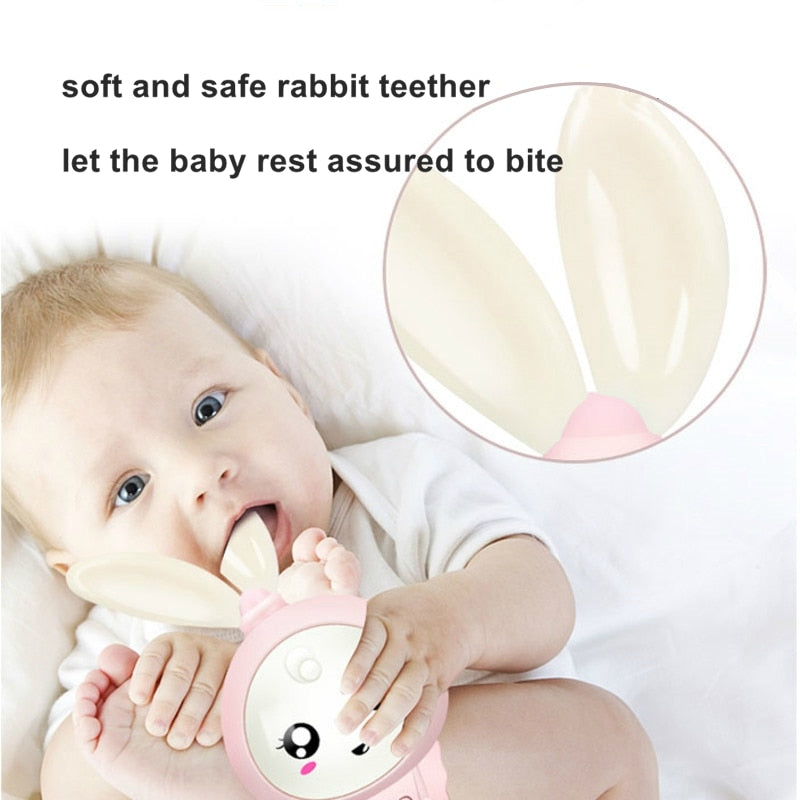 Baby Music Flashing Rattle Toys Rabbit Teether Hand Bells Mobile Infant Stop Weep Tear Rattles Newborn Early Educational Toy 0-36 months