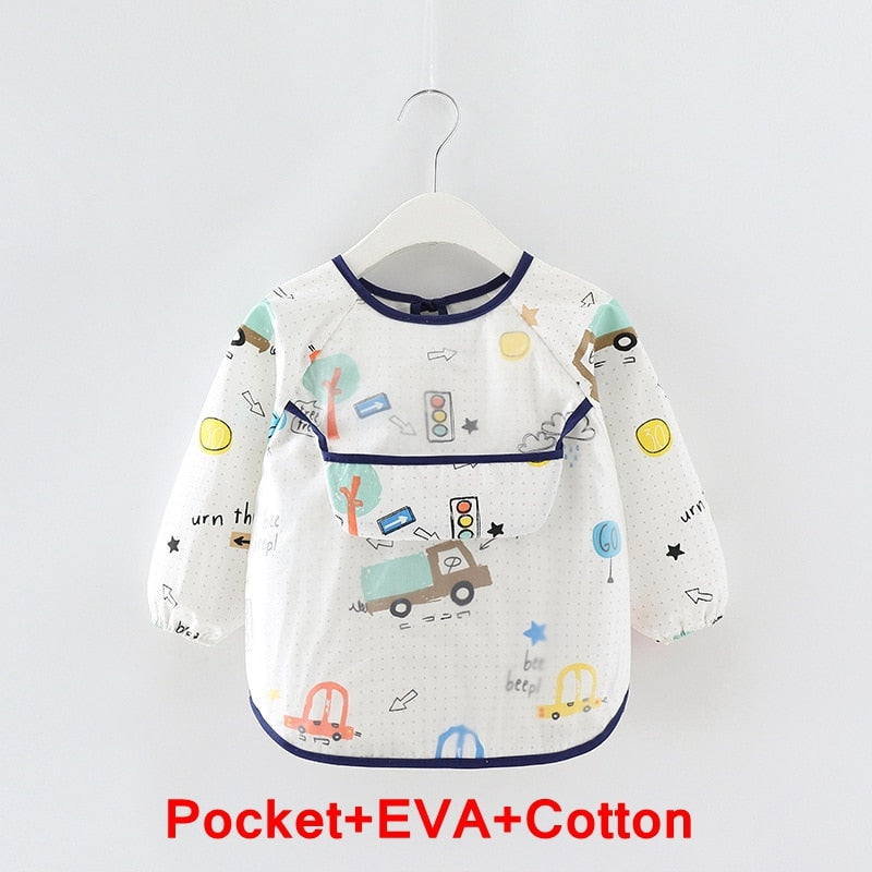 Baby Items Baby Bibs Cotton Waterproof Infant Bib Full Sleeve Gown Children Long Sleeve Apron Coverall Feeding Drawing Bibs